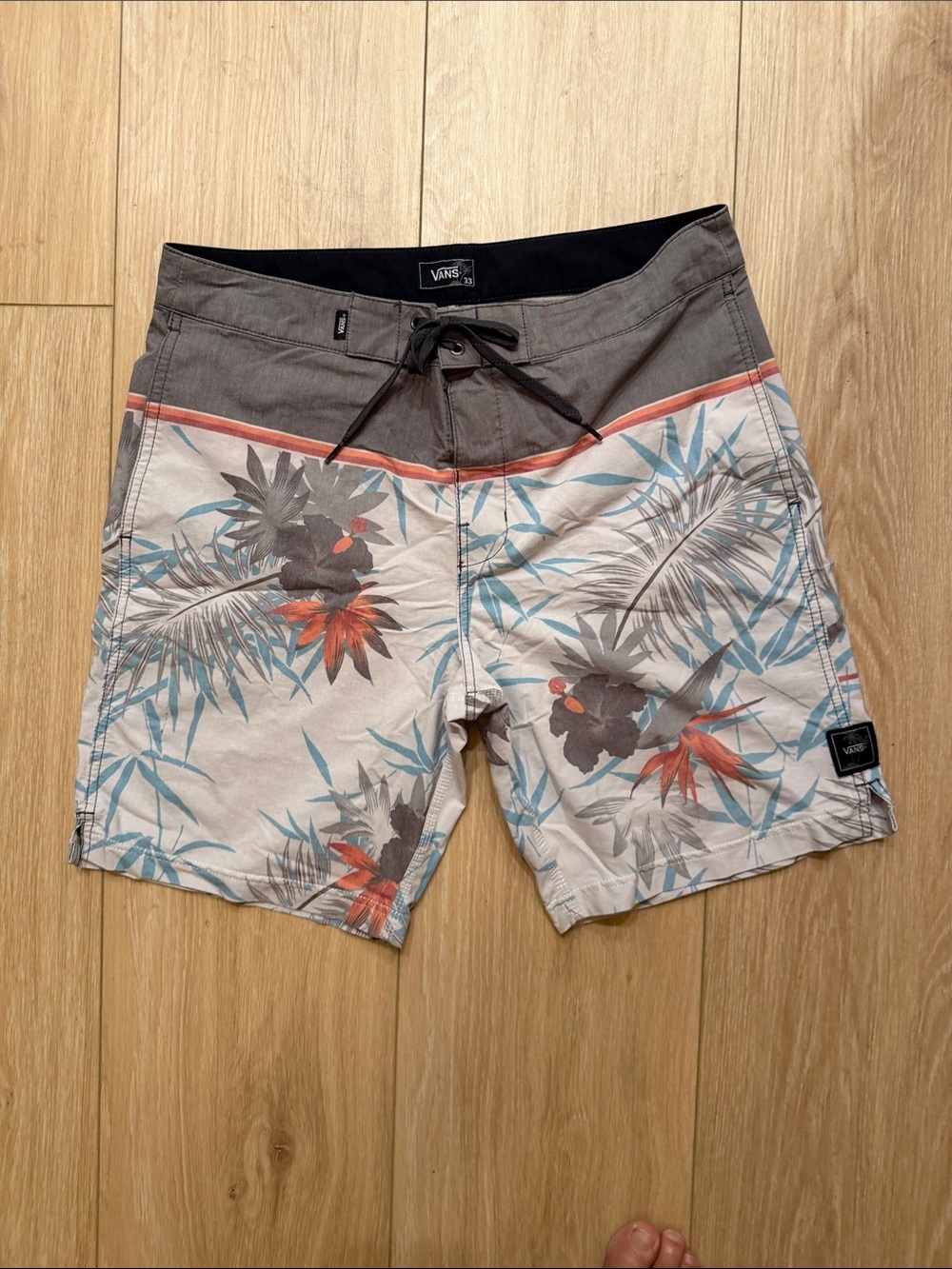 Vans Men’s Floral Boardshorts in Brown, Cream, Blue and Orange